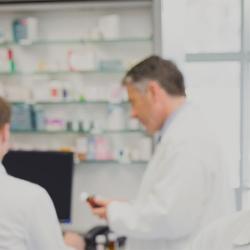 Hospital staff in pharmacy