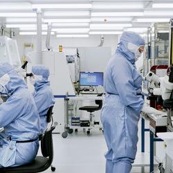 Researchers working in cleanroom