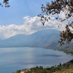 Lake scenery with mountains in the back