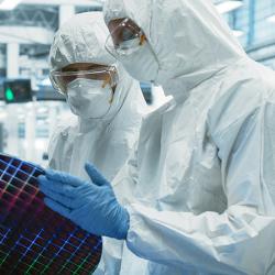 Wafer and operators at semiconductor manufacturing
