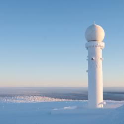 Weather radar in winter landscape