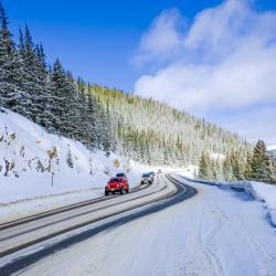 Winter mountain road in Colorado, USA.