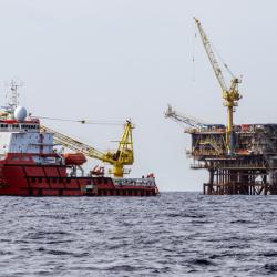 A construction support vessel and platform performing project