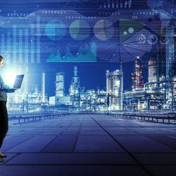 Woman with laptop browsing through innovative technology