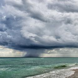 Storm aheading from the sea to the shore