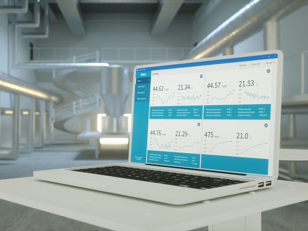 Vaisala Insight Software gives quick access to the configurations and data of the Indigo family measurement probes and other supported devices.